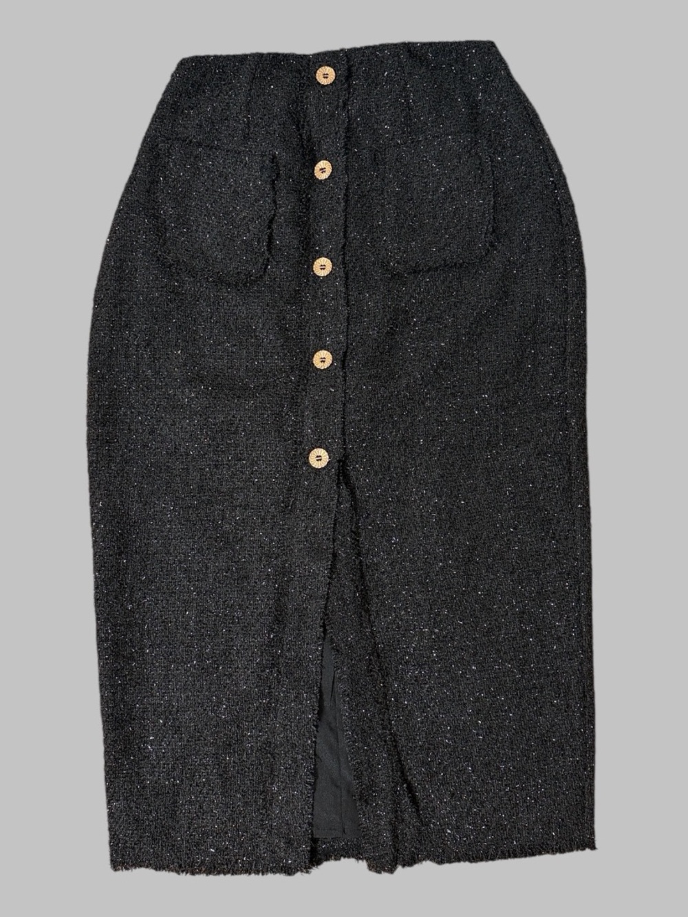 Tuckernuck Pomander Place Black Metallic Tweed Midi Skirt - Picture 3 of 9